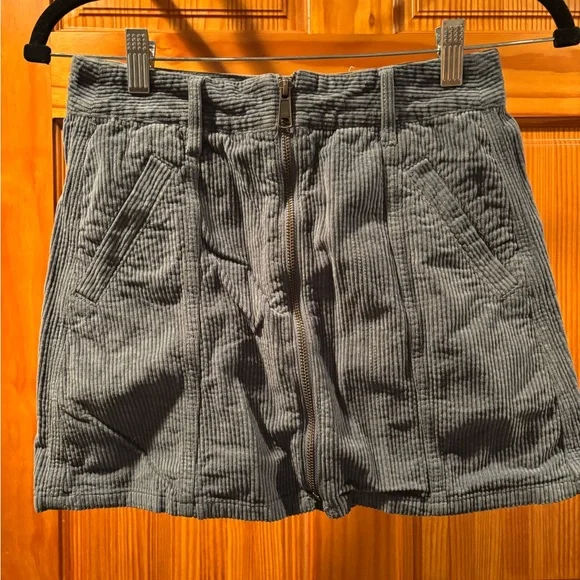 Blue Gray Corduroy Skirt - Picture 1 of 3